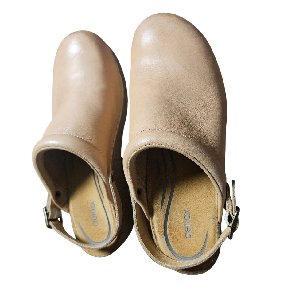 Aetrex Beckie Cork Slingback Clogs Leather 10 Wedge Shoes Comfort Tan LC202W